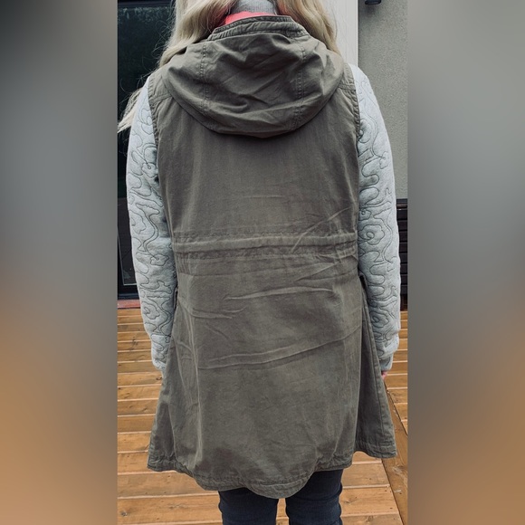 Diesel long khaki cotton cargo hooded winter vest windbreaker jacket hoodie coat - Picture 11 of 16